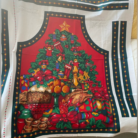 Cut N Sew Christmas Apron Christmas Feast By David Textiles English Collection - Picture 6 of 6